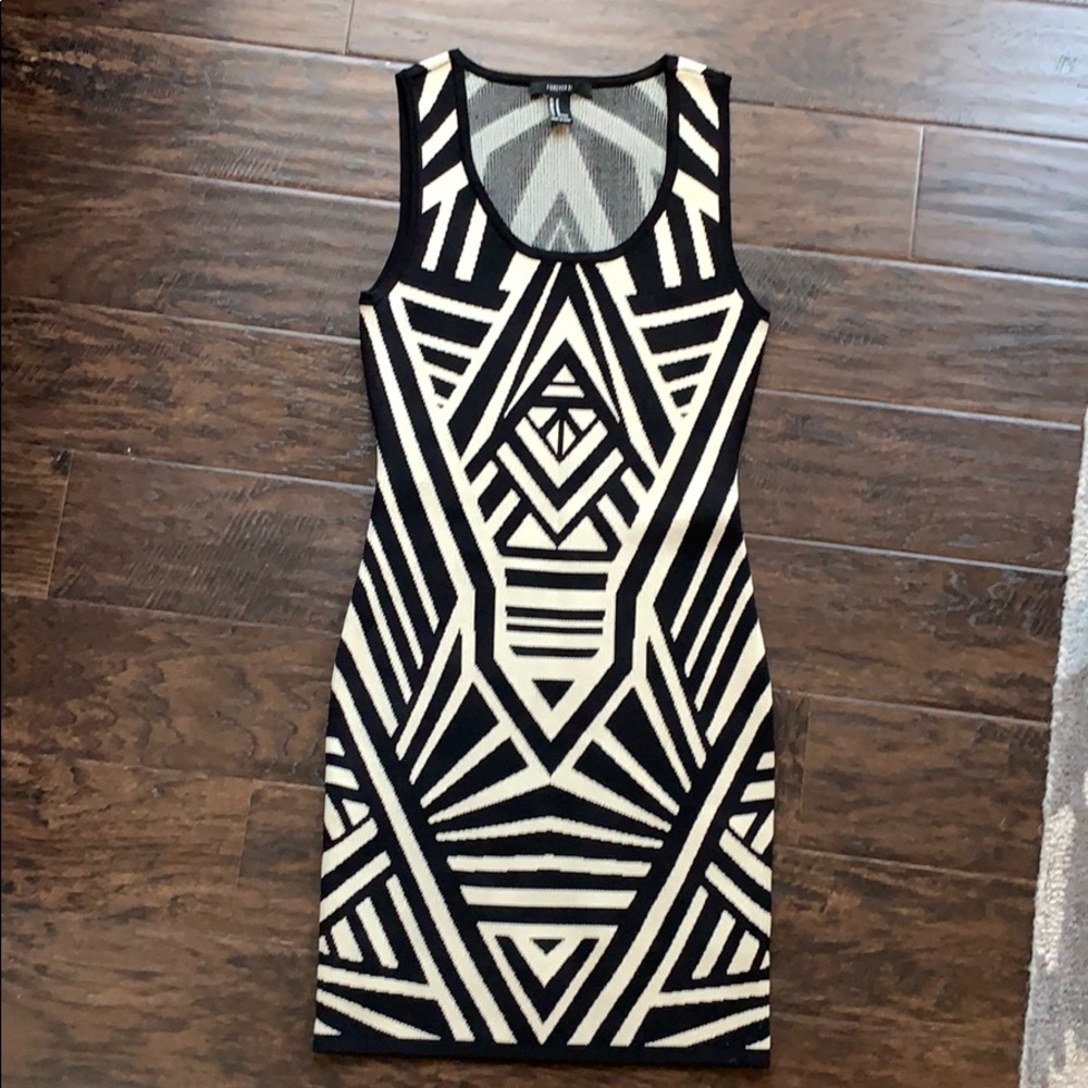 Black and Cream Aztec Style Mini Dress